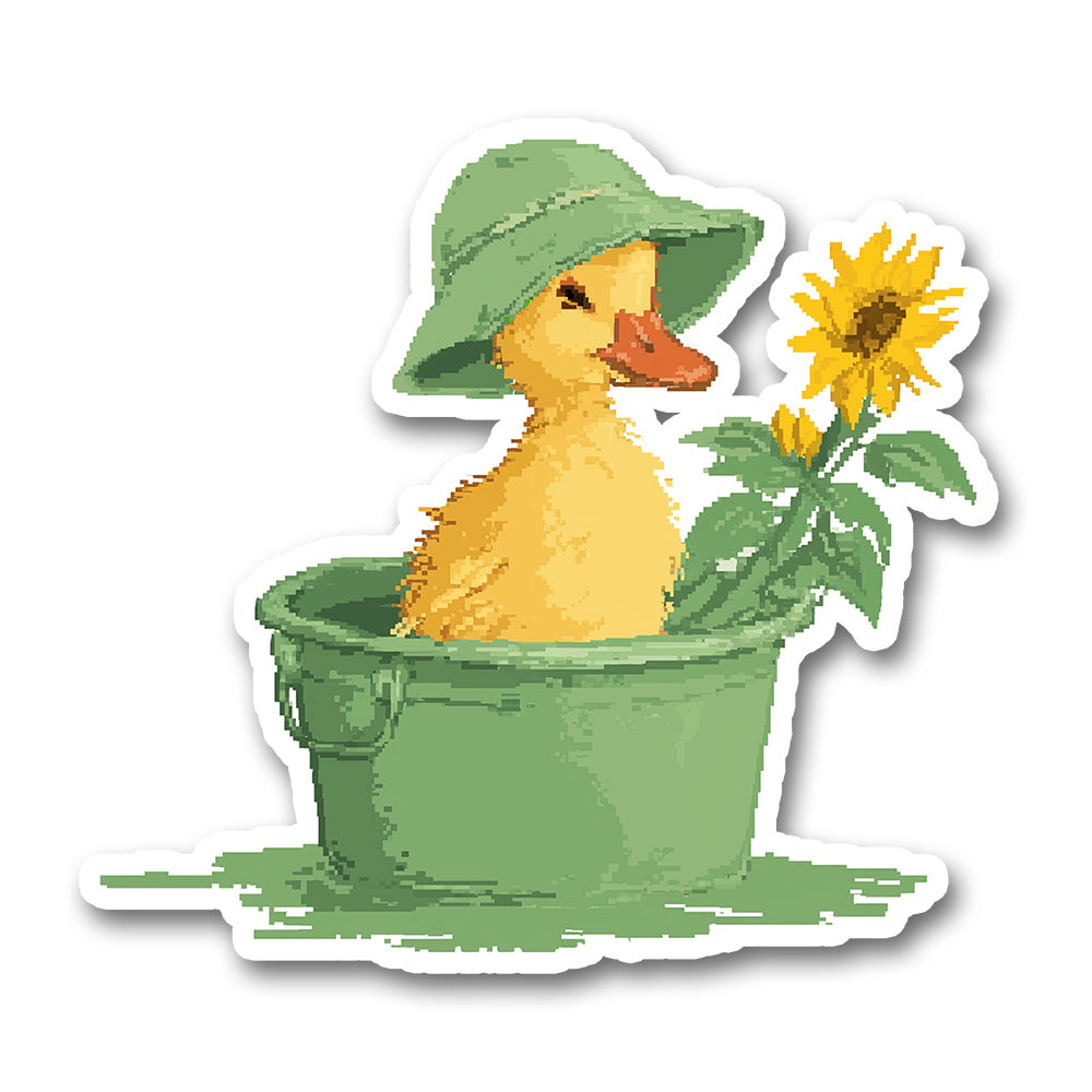 Cute Duckling Bucket Hat Sunflower Aesthetic Sticker