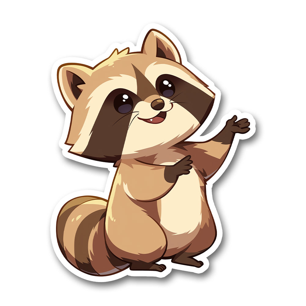 Cute Raccoon Waving Sticker
