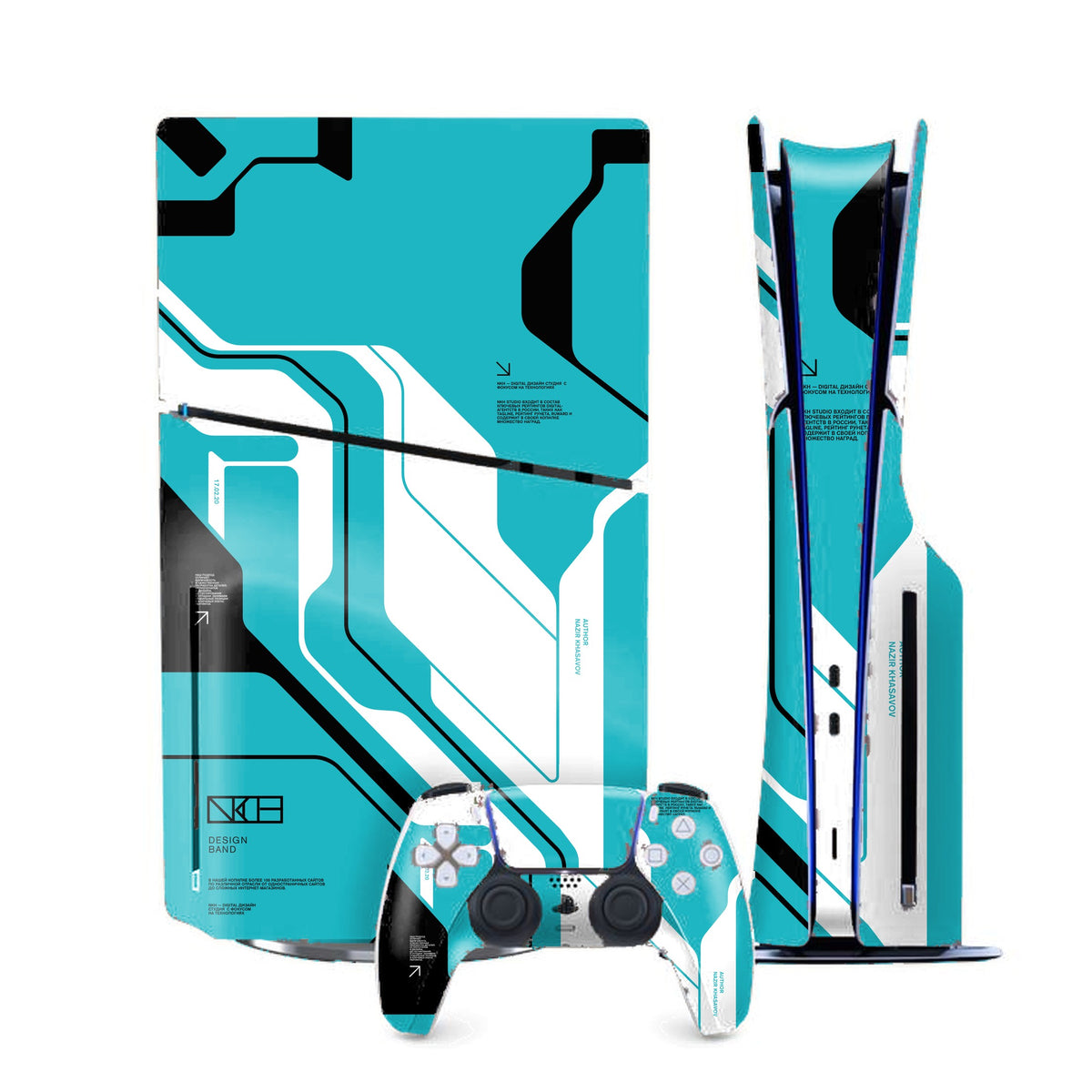 Cyber Blue PlayStation 5 Slim skin by Decalz