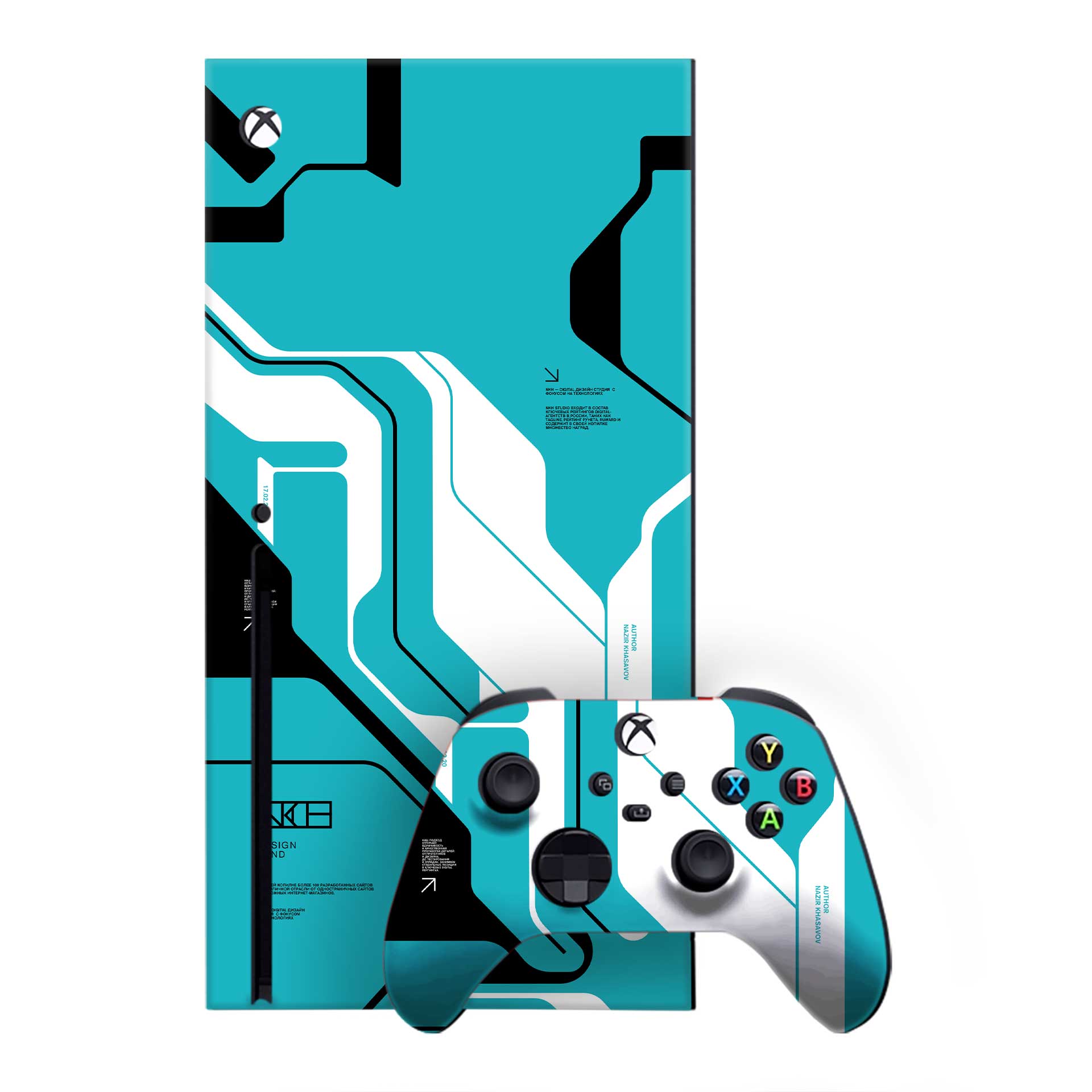 Cyber Blue Xbox One X Skins & Wraps