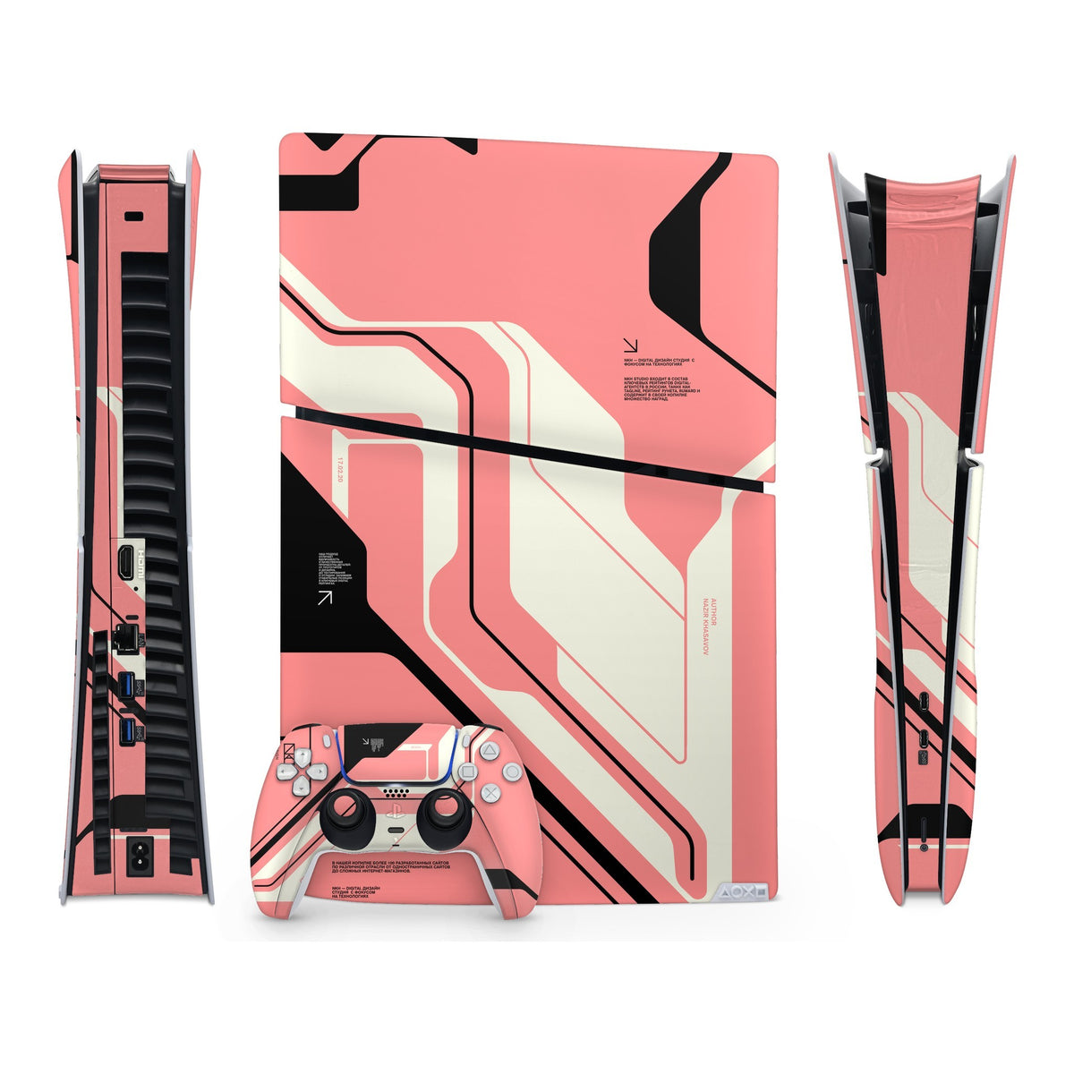 Cyber Pink PlayStation 5 Slim Digital skin by Decalz