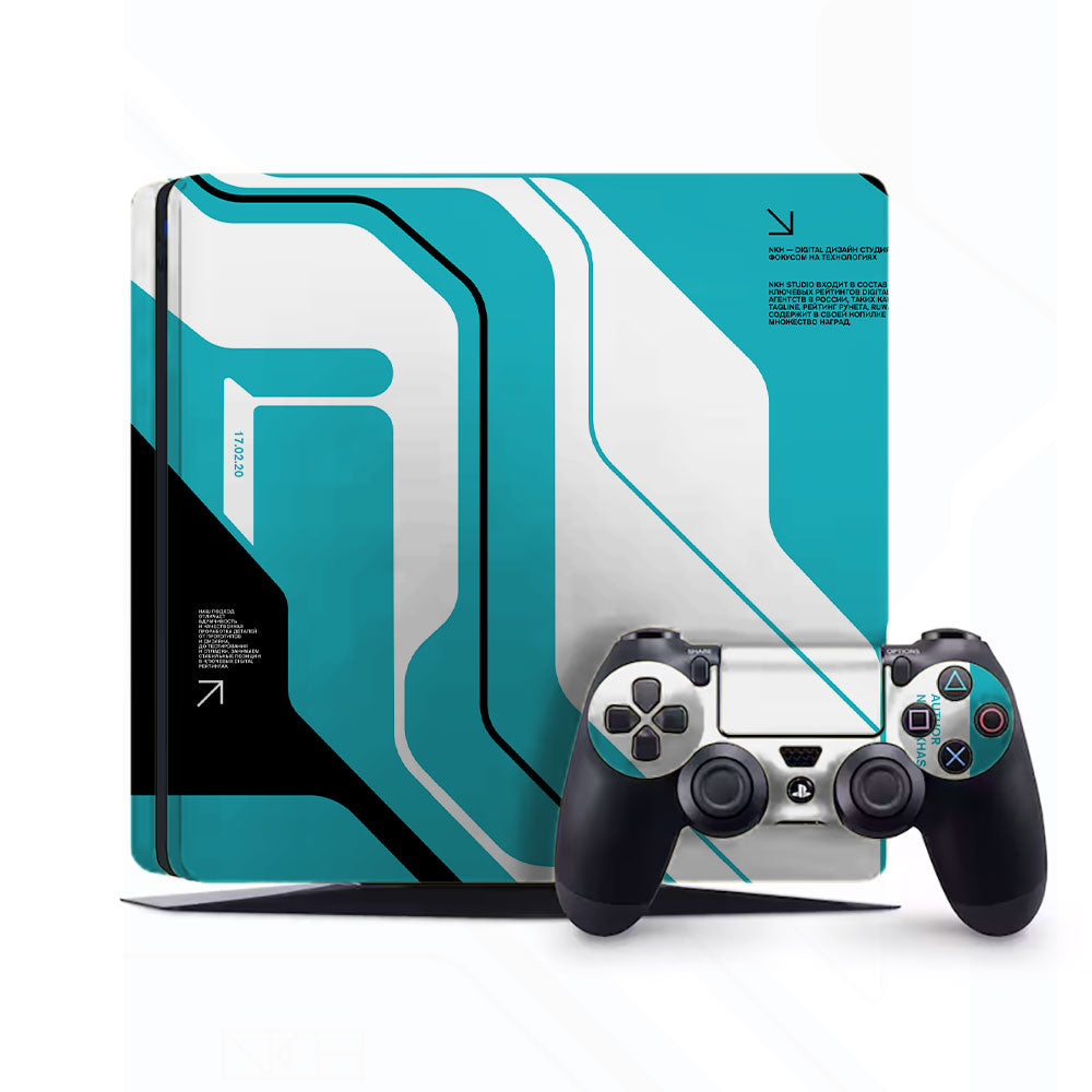 Cyber Blue PlayStation 4 Slim Skins & Wraps
