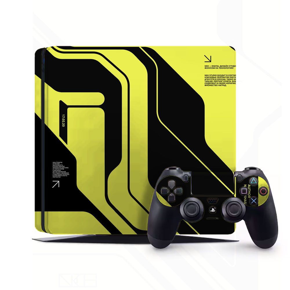 Cyber Yellow & Black PlayStation 4 Slim Skins & Wraps