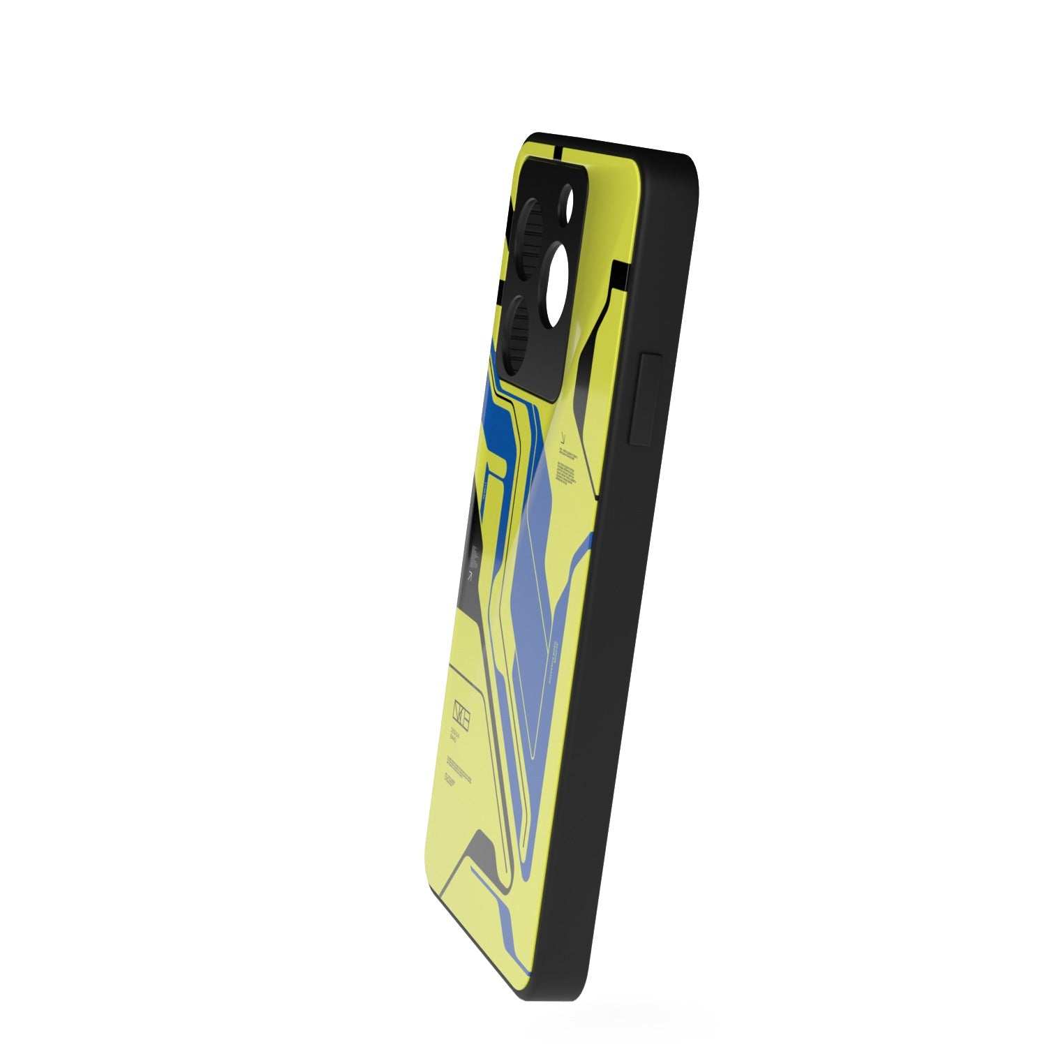 Cyber Yellow printed metal phone case - side view