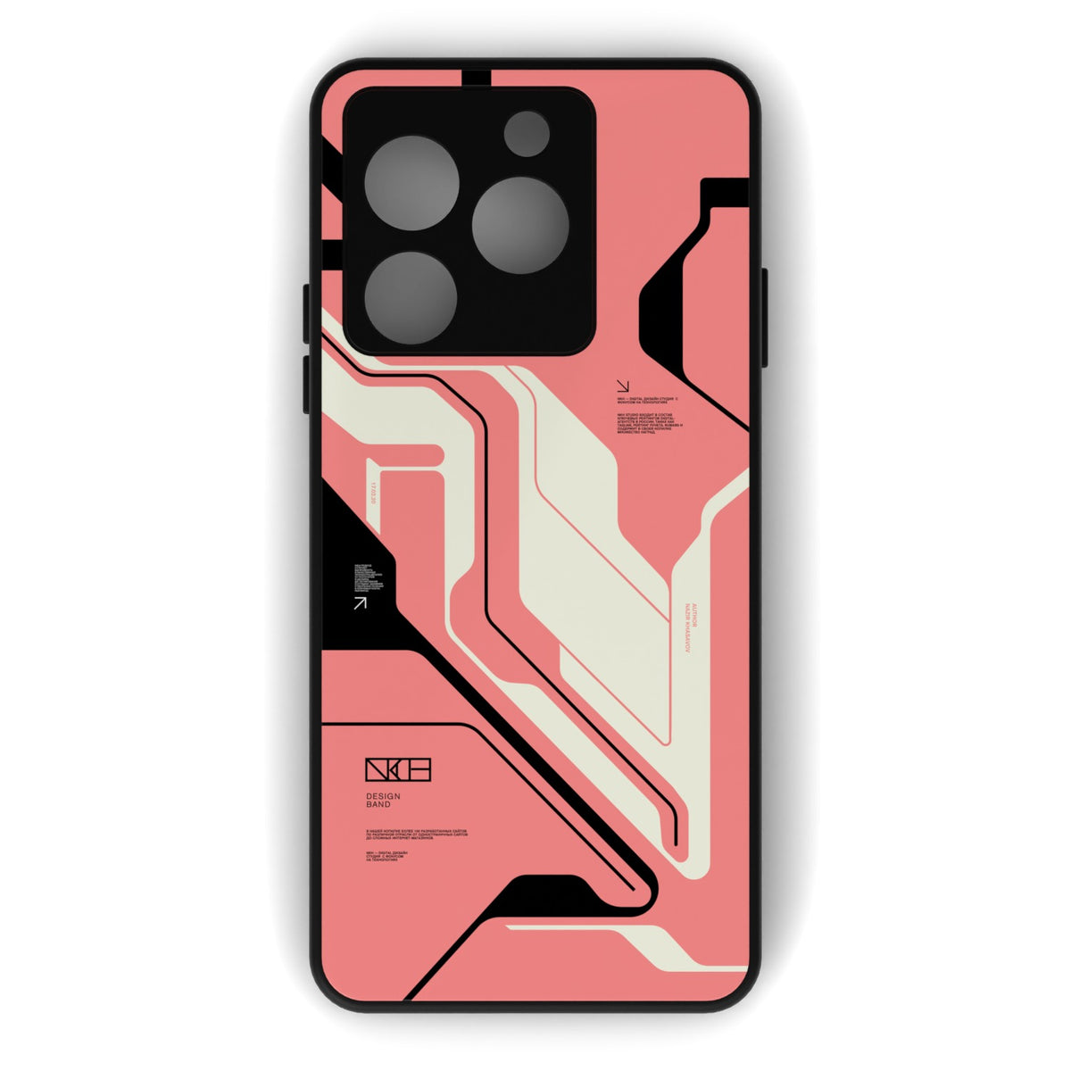 Cyber pink printed metal phone case - flat back view
