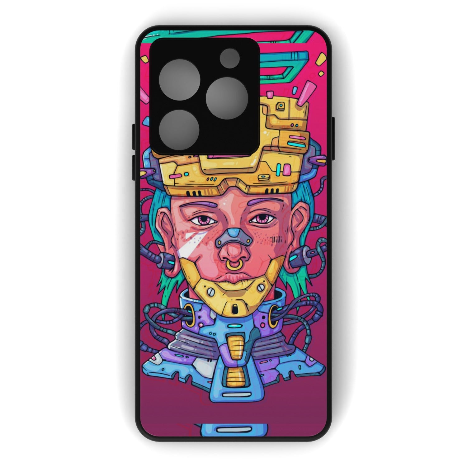 Cyberguy printed metal phone case - flat back view