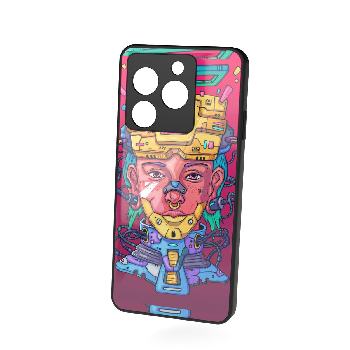 Cyberguy printed metal phone case - floating back view