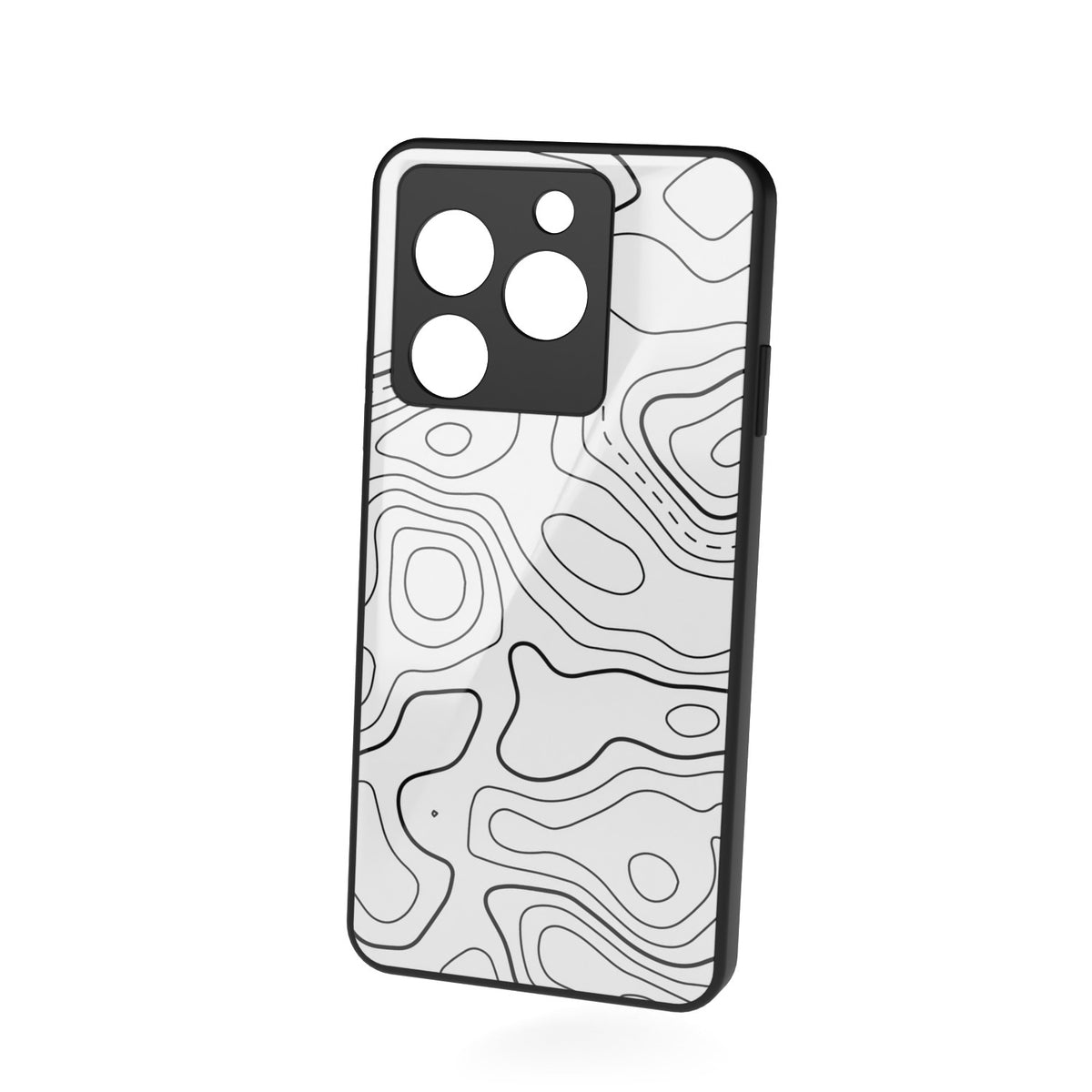 Damascus White printed metal phone case - floating back view