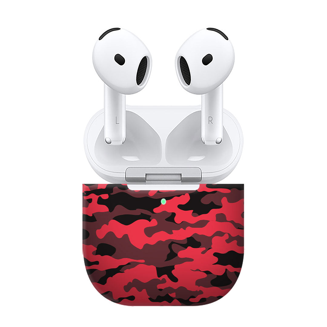 Airpods 4 Dark Red Camo Skins