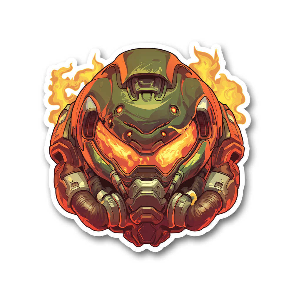 Doom Slayer Flaming Helmet Sticker