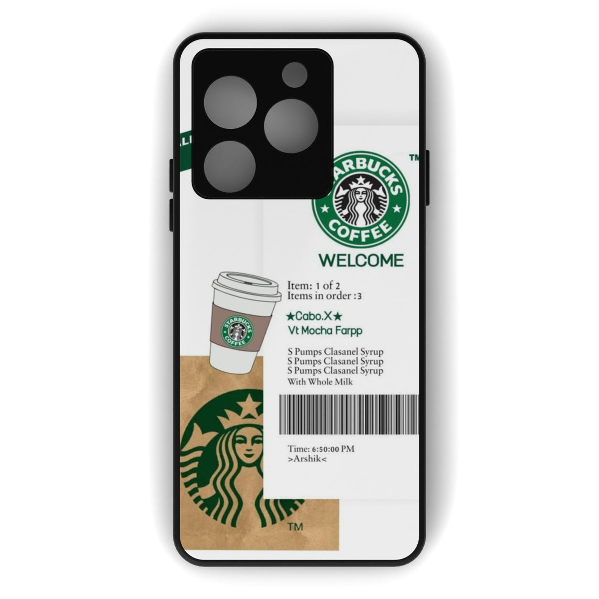 Espresso printed metal phone case - flat back view
