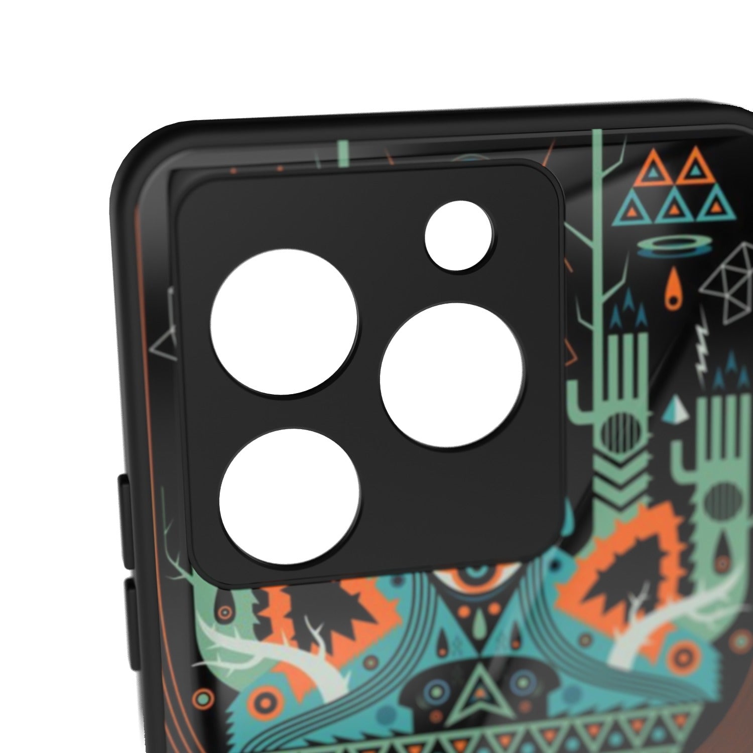 Eyemaze printed metal phone case - camera close-up