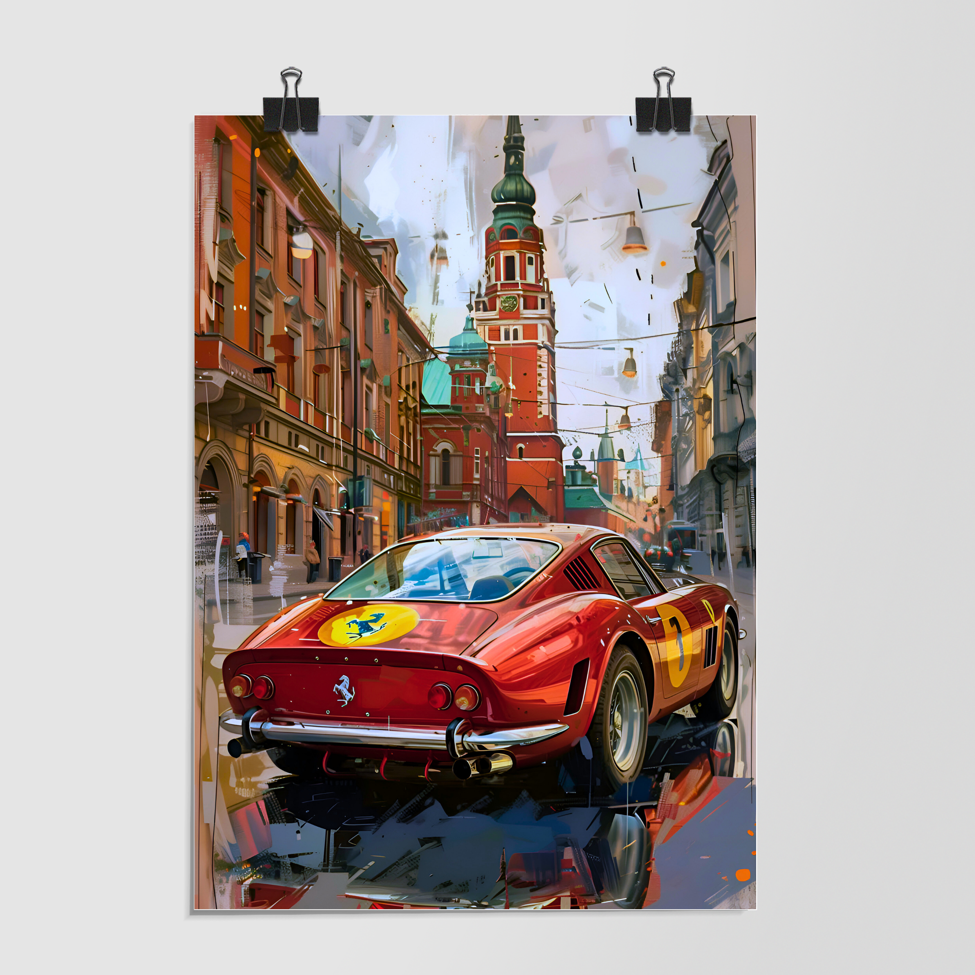 Ferrari Vintage Red Street Art by Decalz
