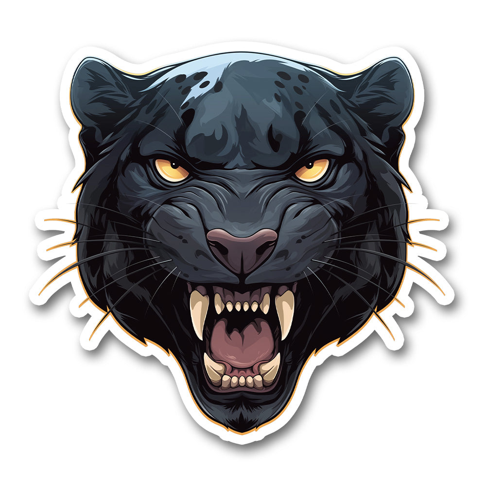 Fierce Black Panther Head Traditional Sticker