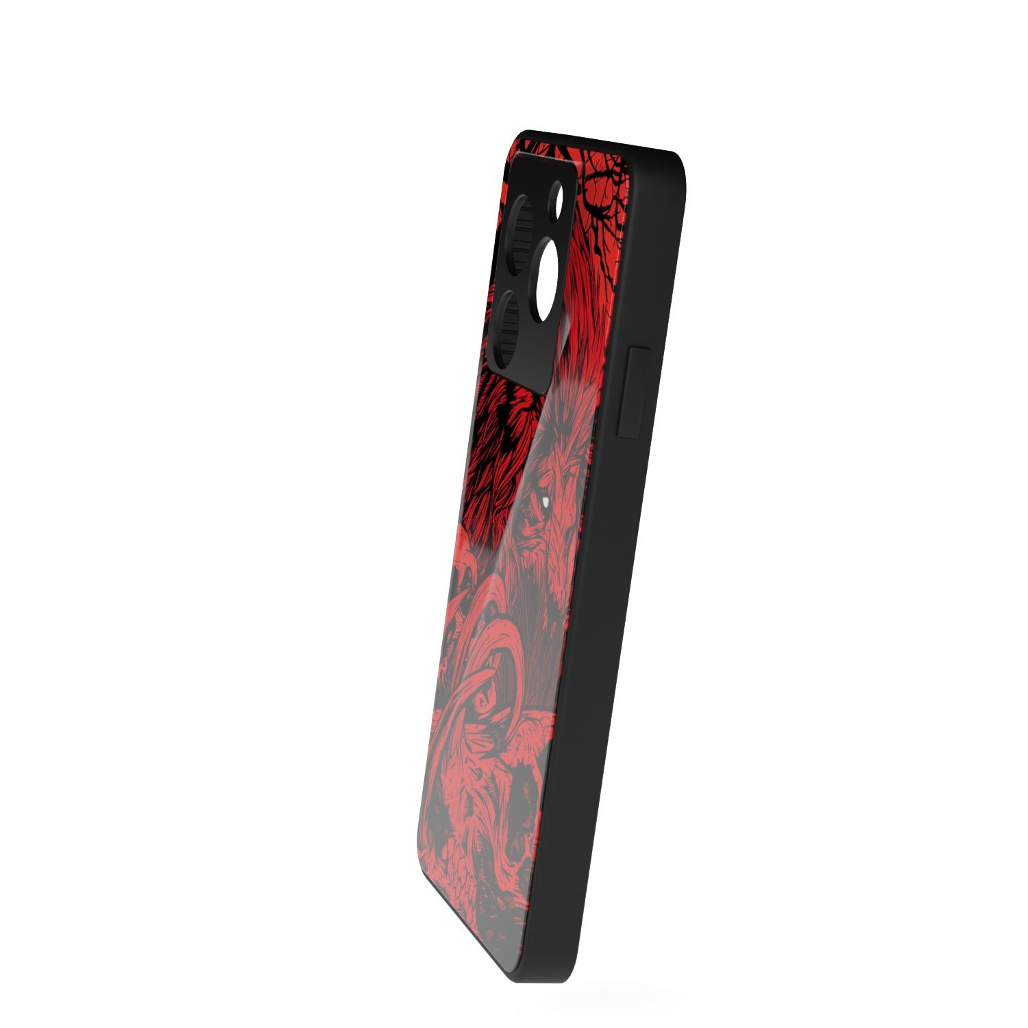 Fiery Lion printed metal phone case - side view