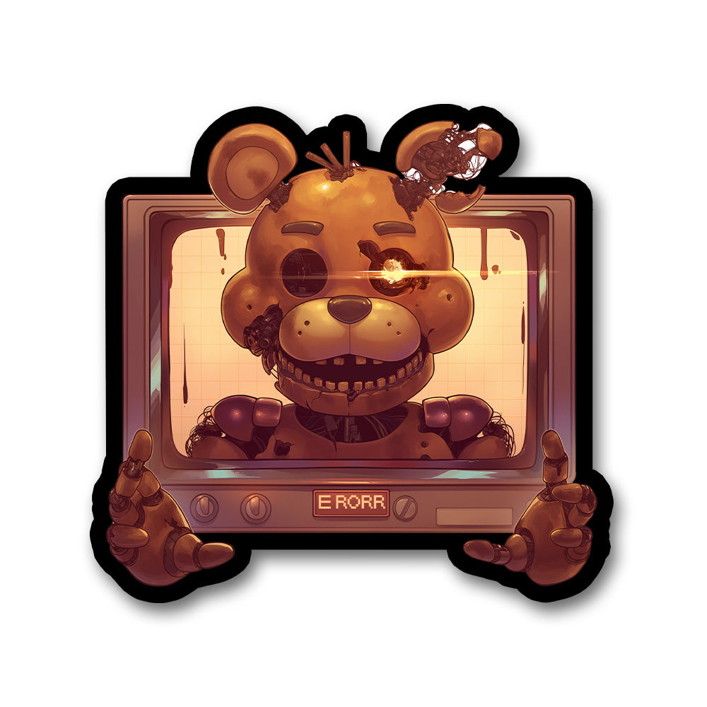 Fnaf Freddy Tv Screen Horror Sticker
