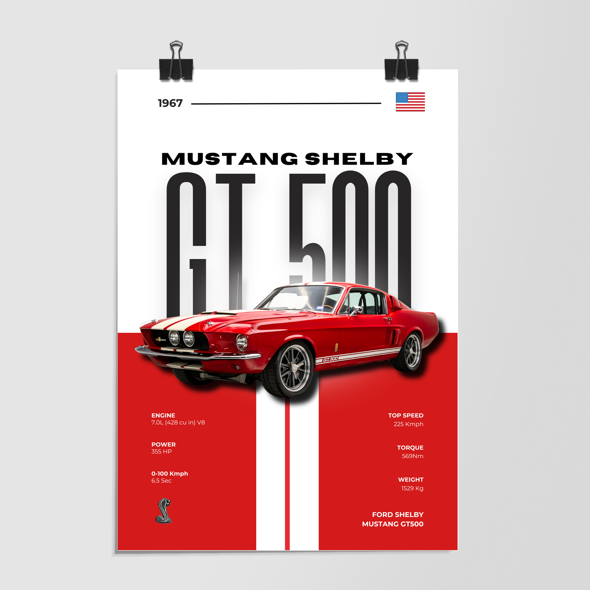Ford Shelby Mustang Gt500 Red by Decalz