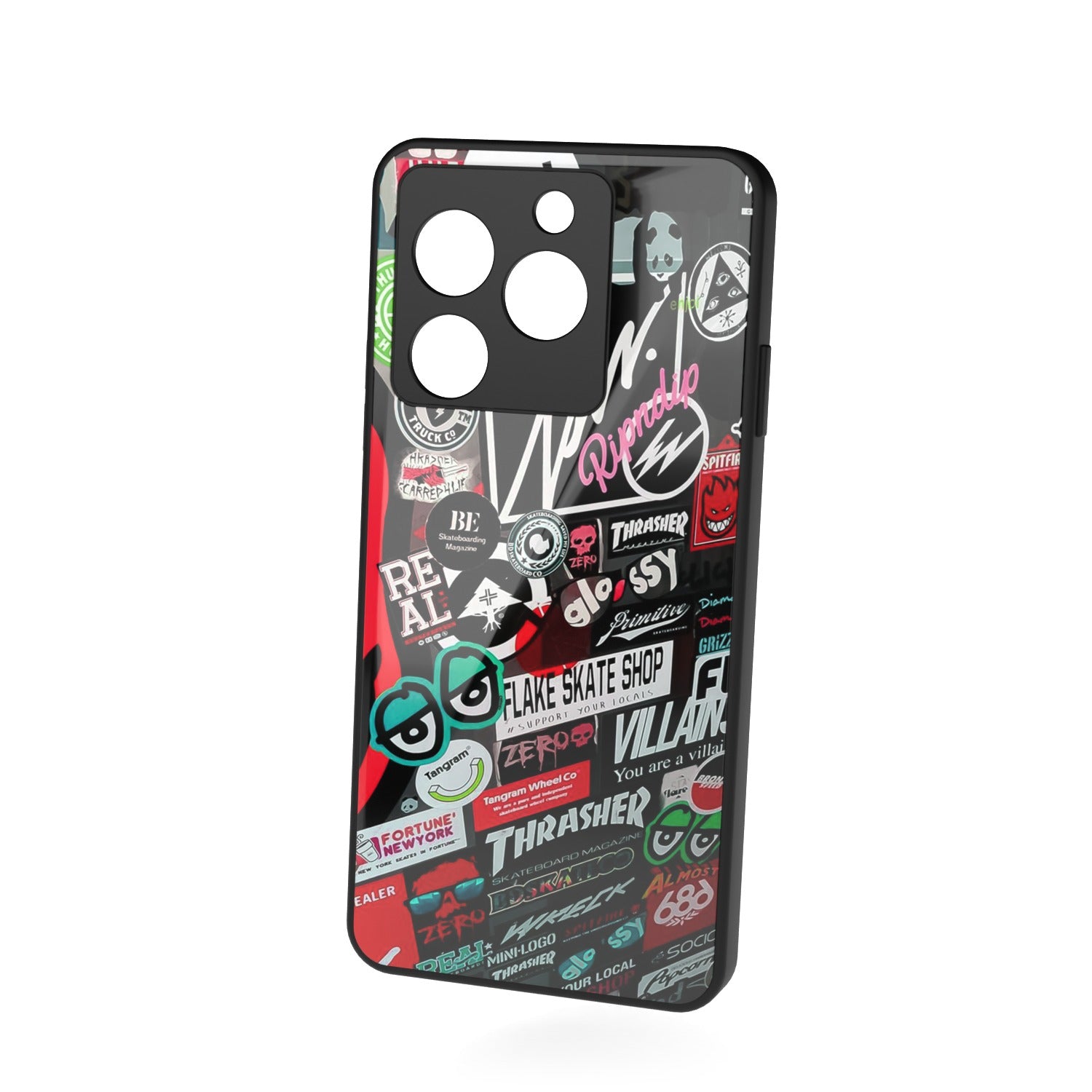 Free Style printed metal phone case - floating back view