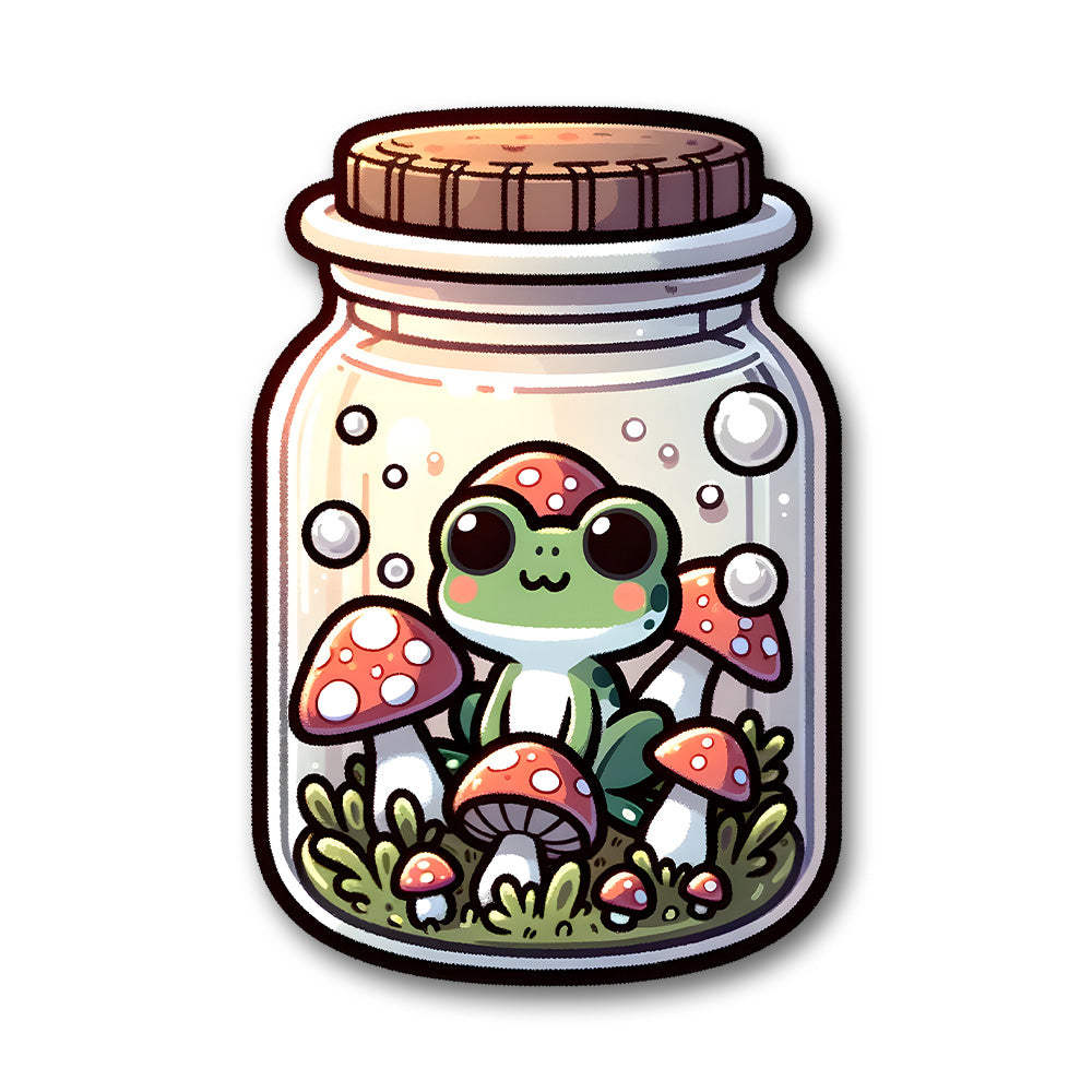 Frog In Mushroom Jar Sticker