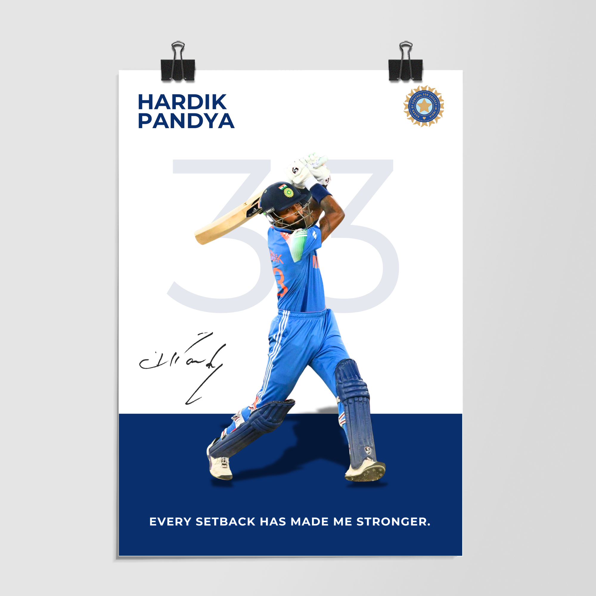 Hardik Pandya Every Setback Quote Dramatic Lighting by Decalz