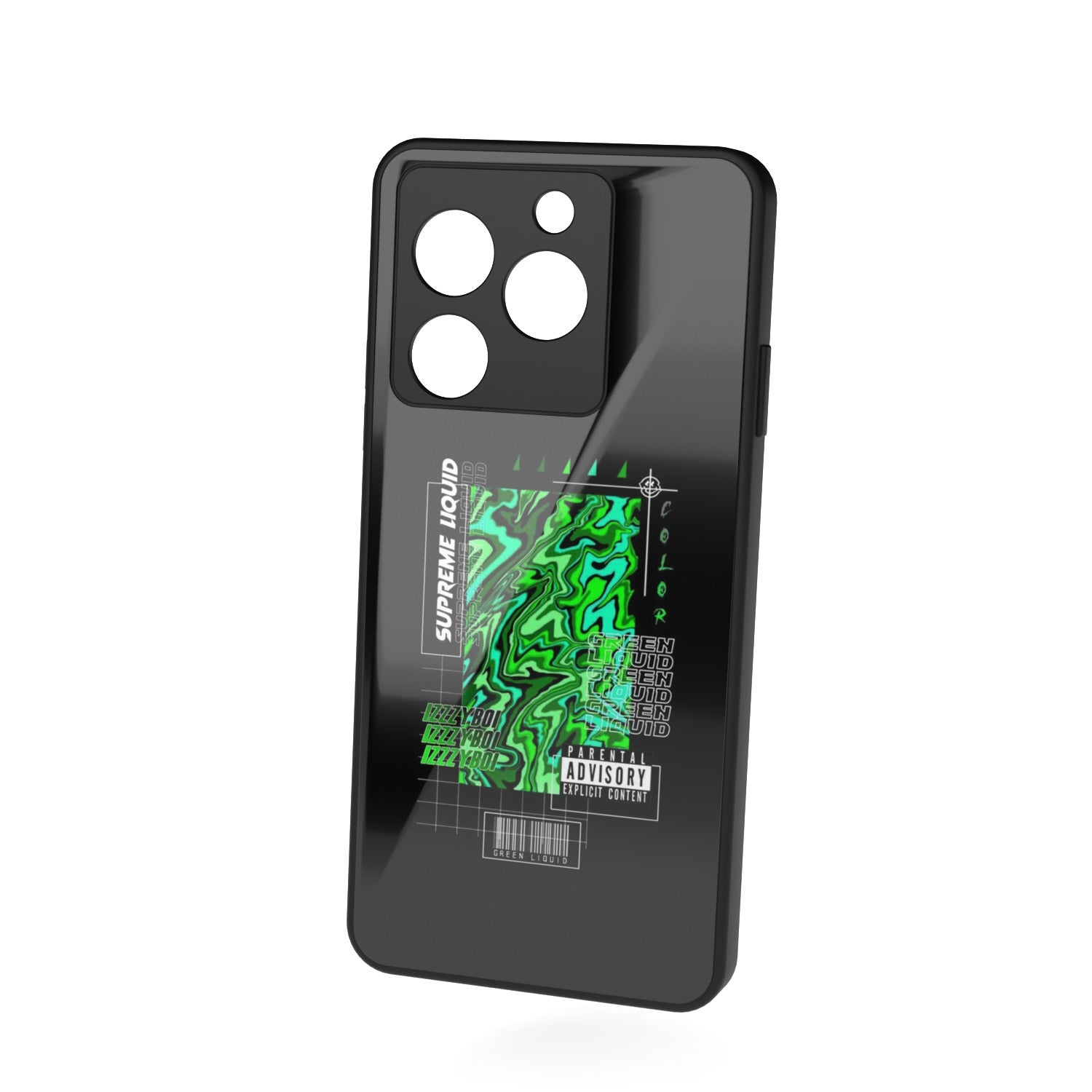 Holographic Hue printed metal phone case - floating back view