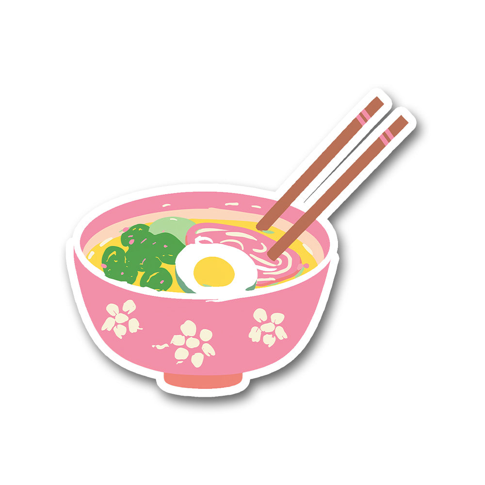 Kawaii Ramen Bowl With Chopsticks Pastel Sticker