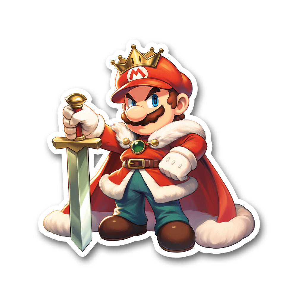 King Mario With Sword Royal Cape Sticker