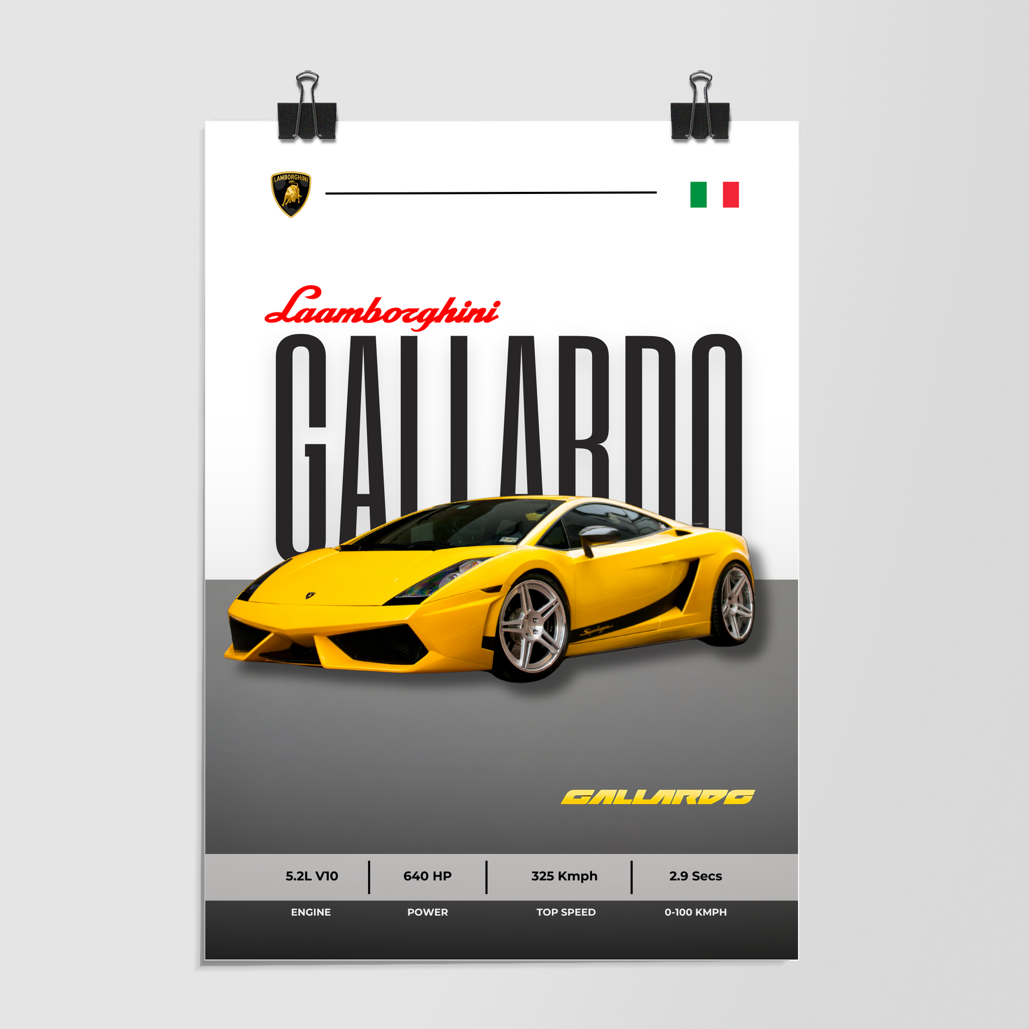 Lamborghini Gallardo Yellow Portrait by Decalz