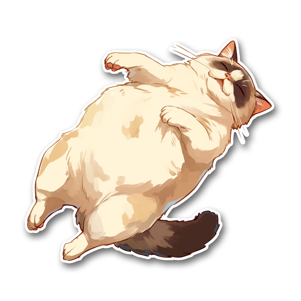 Lazy Cat Lying On Back Sticker