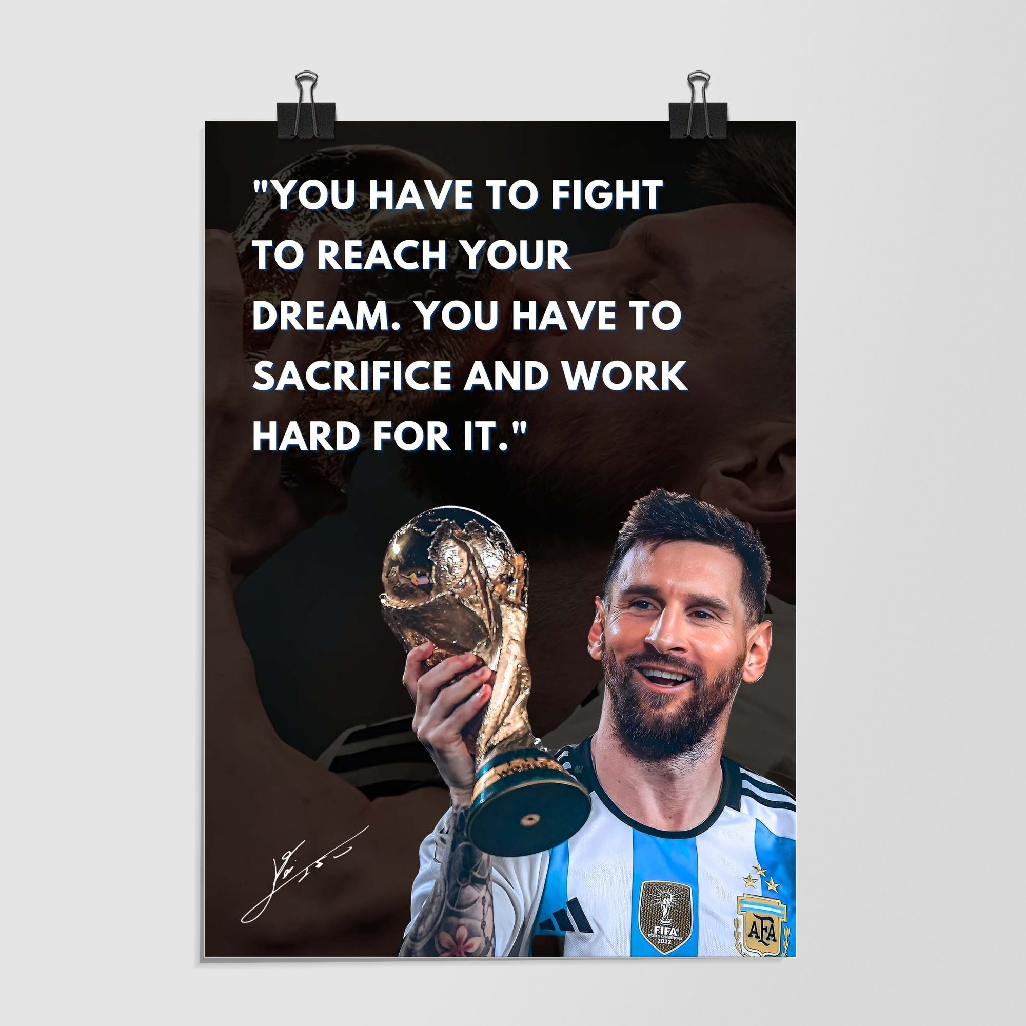 Lionel Messi Fight For Dream Quote Black by Decalz