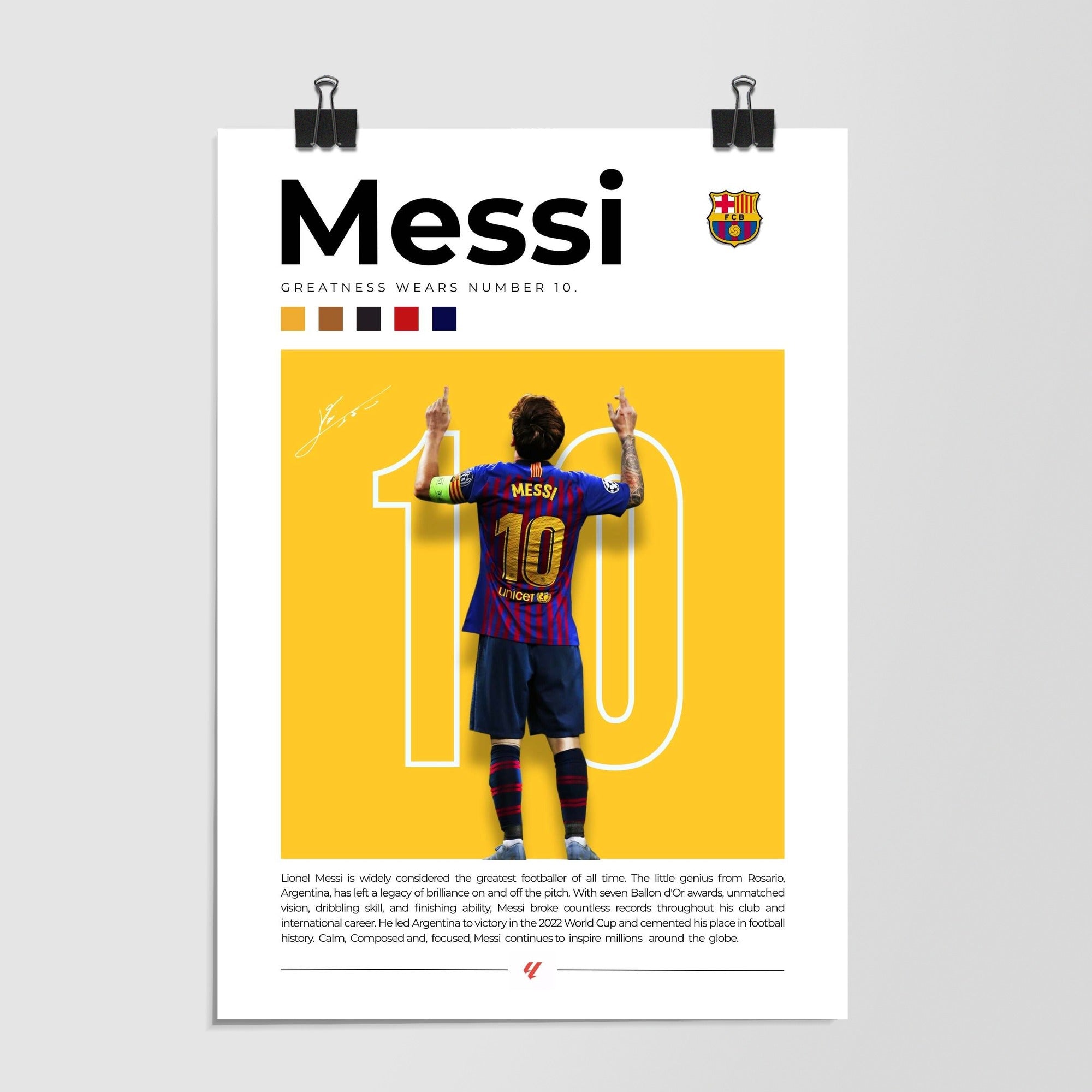 Lionel Messi Greatness Number 10 Bio White by Decalz