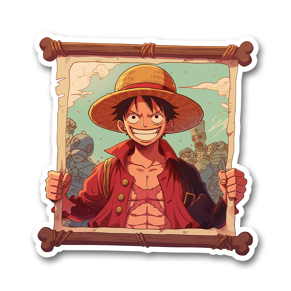 Luffy Wanted Poster One Piece Sticker