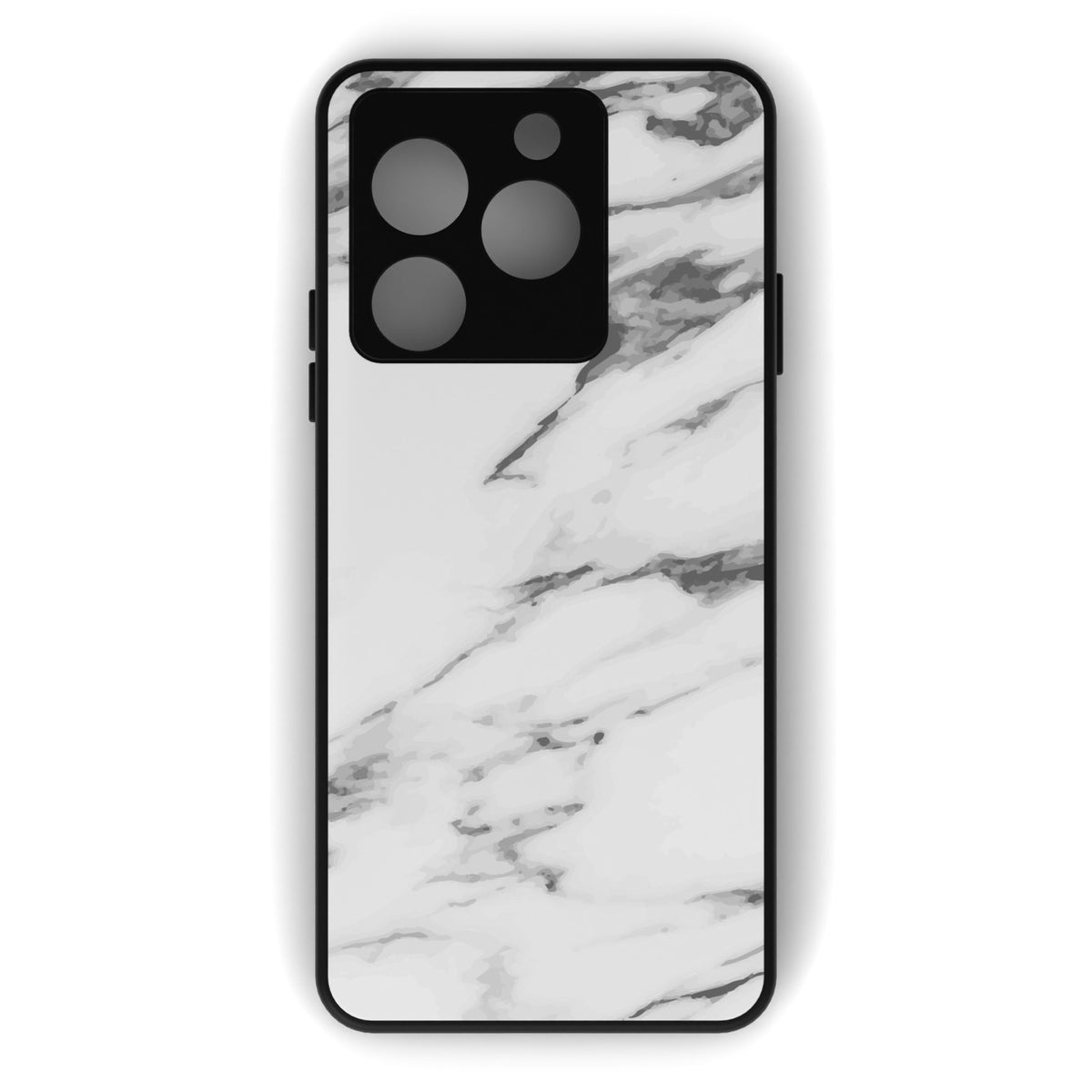Marble White printed metal phone case - flat back view