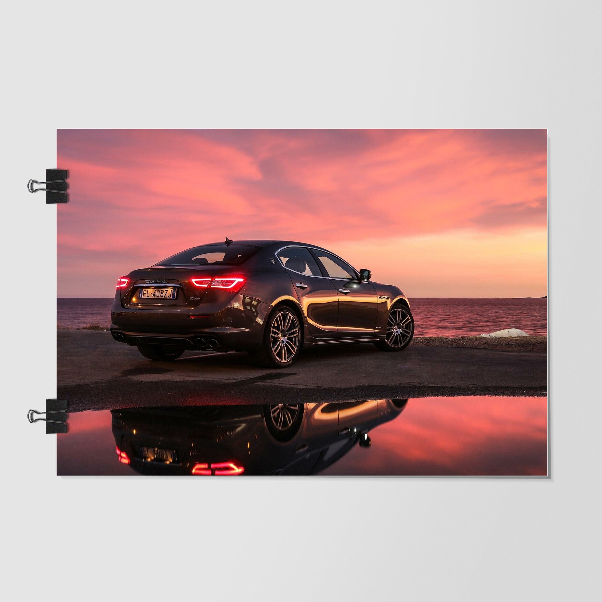 Maserati Black Grand Tourer Night Scene by Decalz