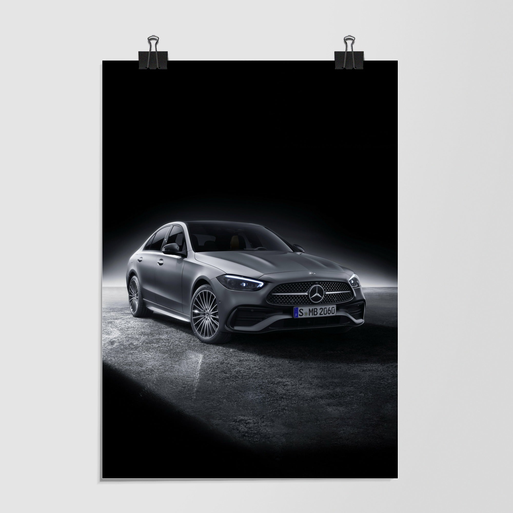 Mercedes Benz Dark Green Luxury Coupe Dramatic Lighting by Decalz
