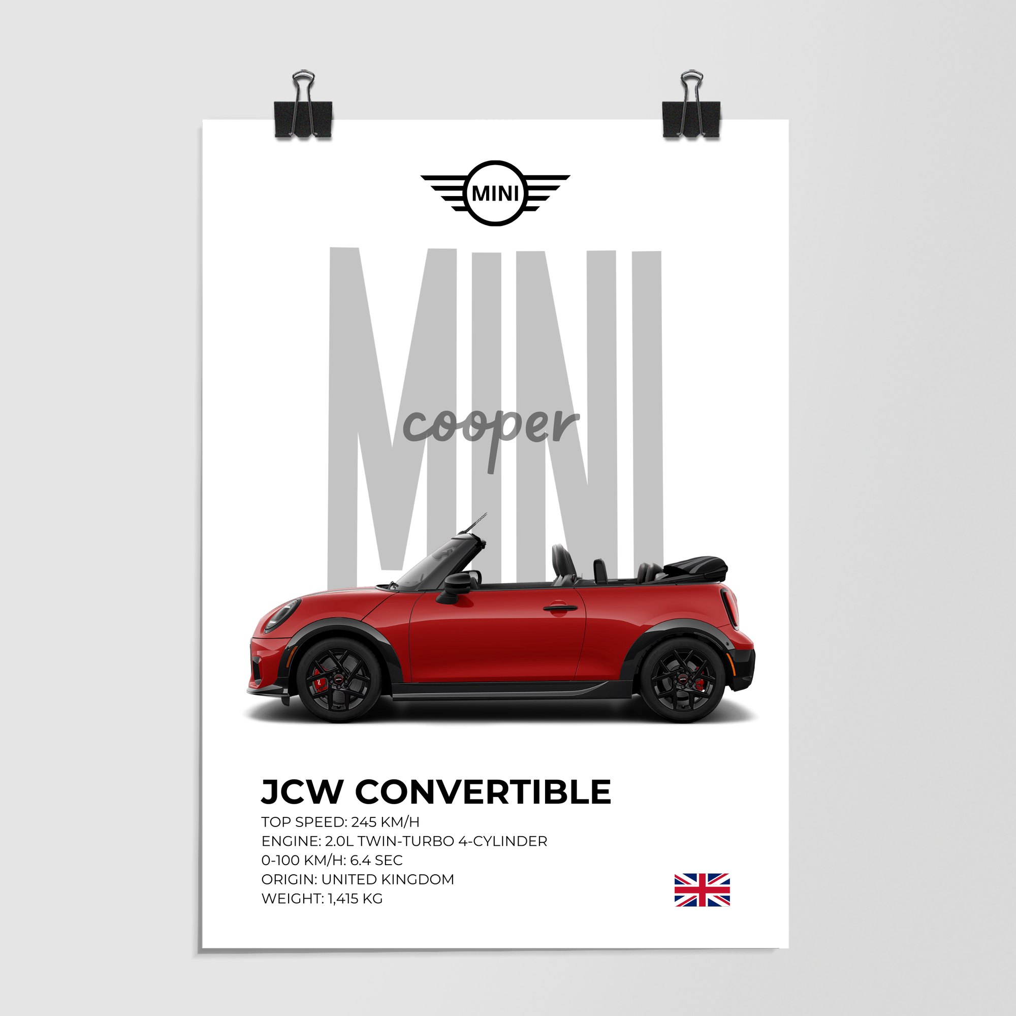 Mini Cooper Jcw Convertible Red by Decalz