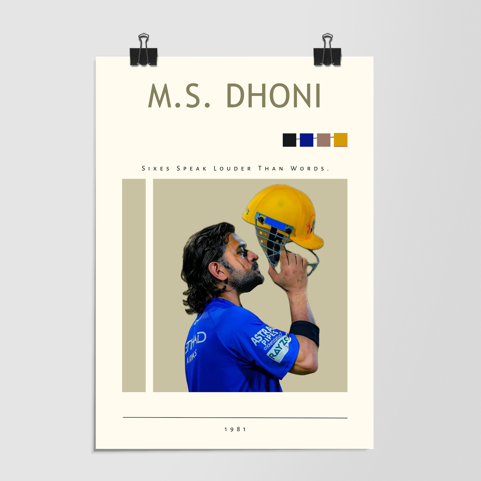 Ms Dhoni Sixes Speak Louder Quote by Decalz