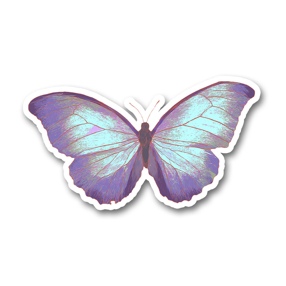 Neon Blue Purple Butterfly Aesthetic Sticker