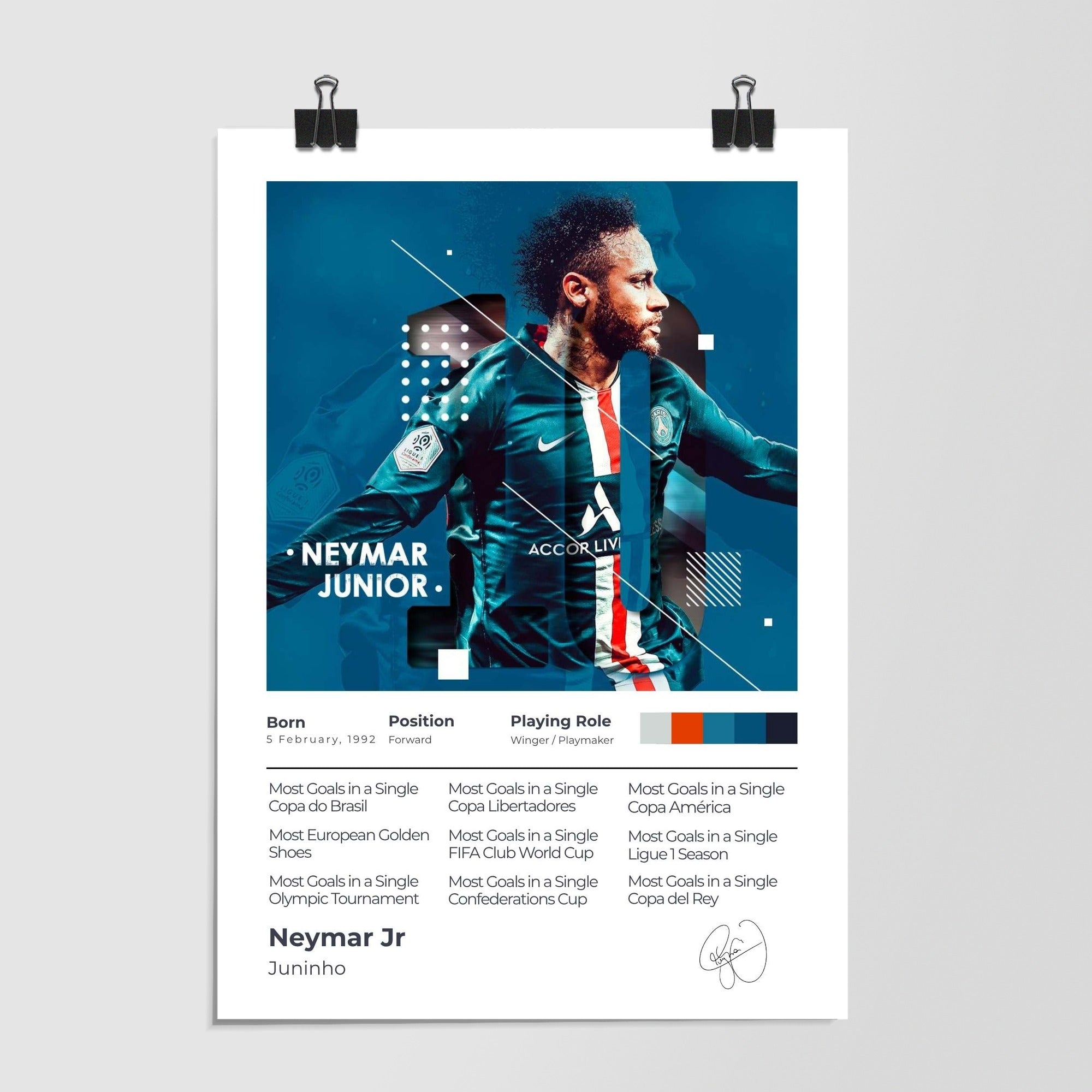 Neymar Jr Career Stats White by Decalz