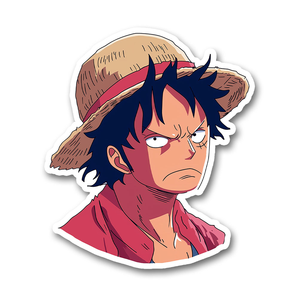 One Piece Luffy Straw Hat Angry Sticker