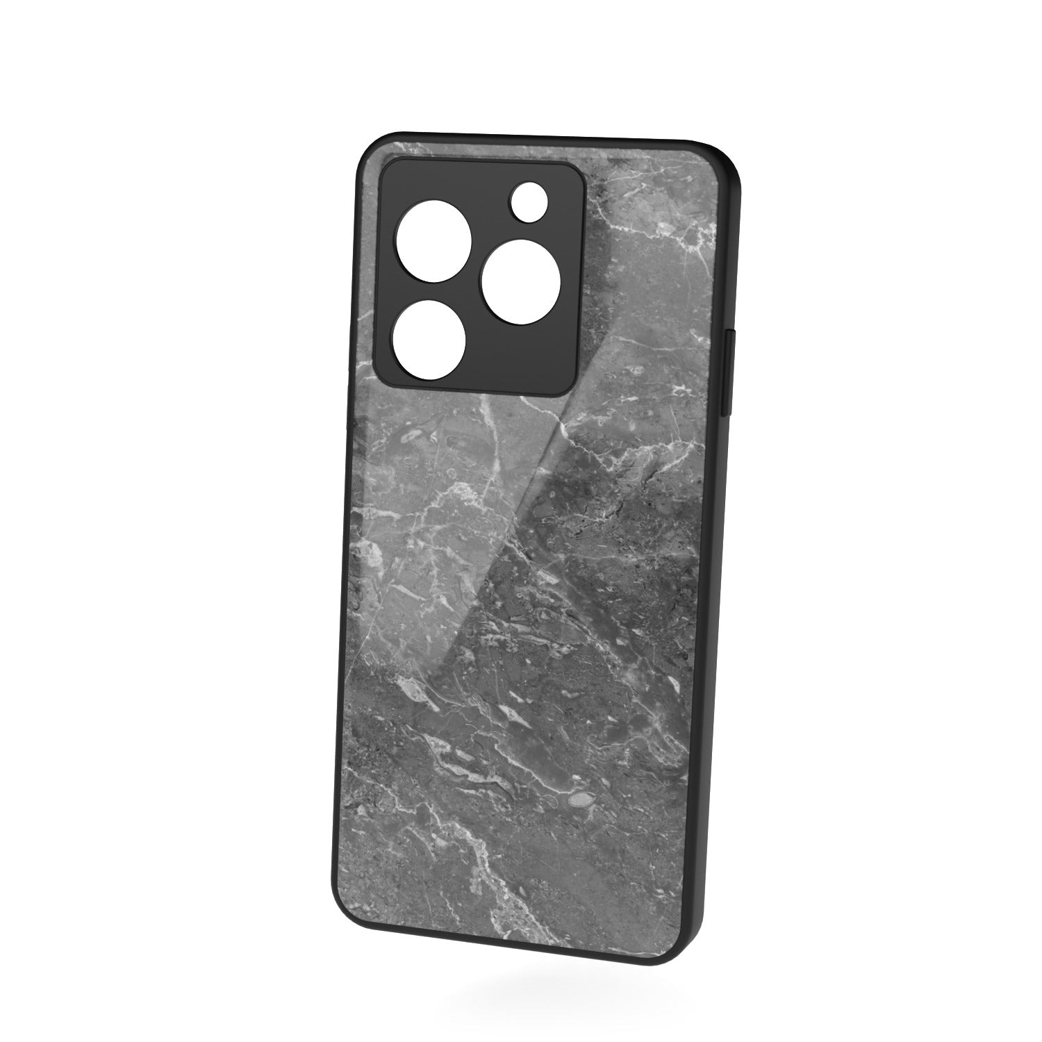Onyx Marble printed metal phone case - floating back view