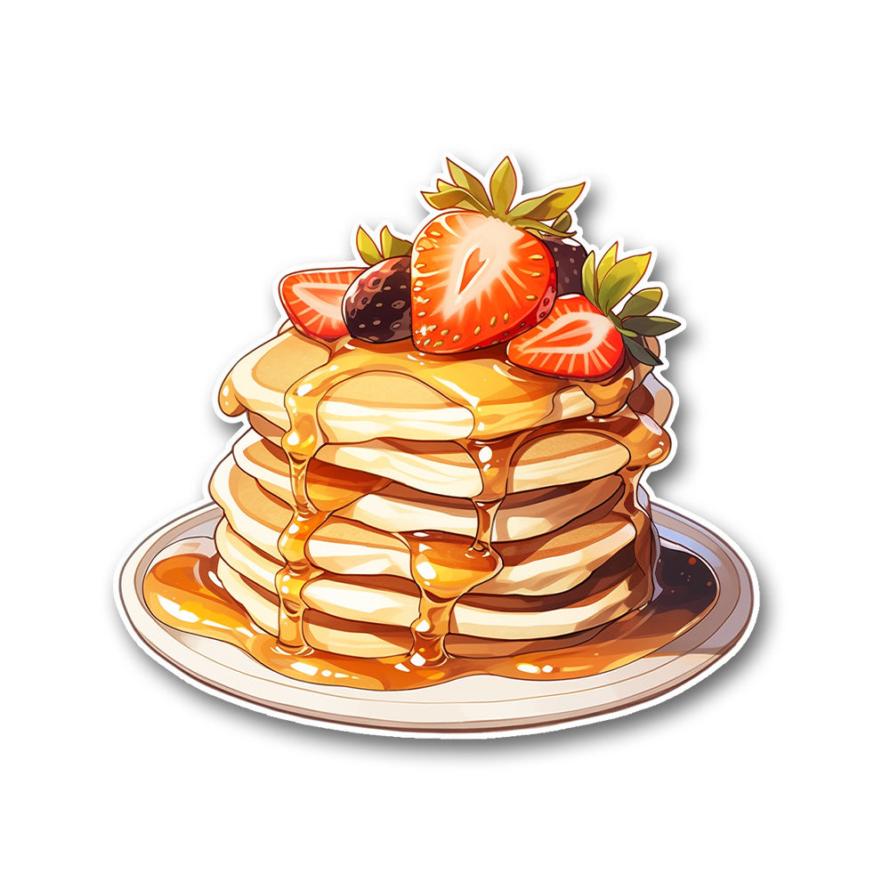 Pancakes With Strawberries Honey Sticker