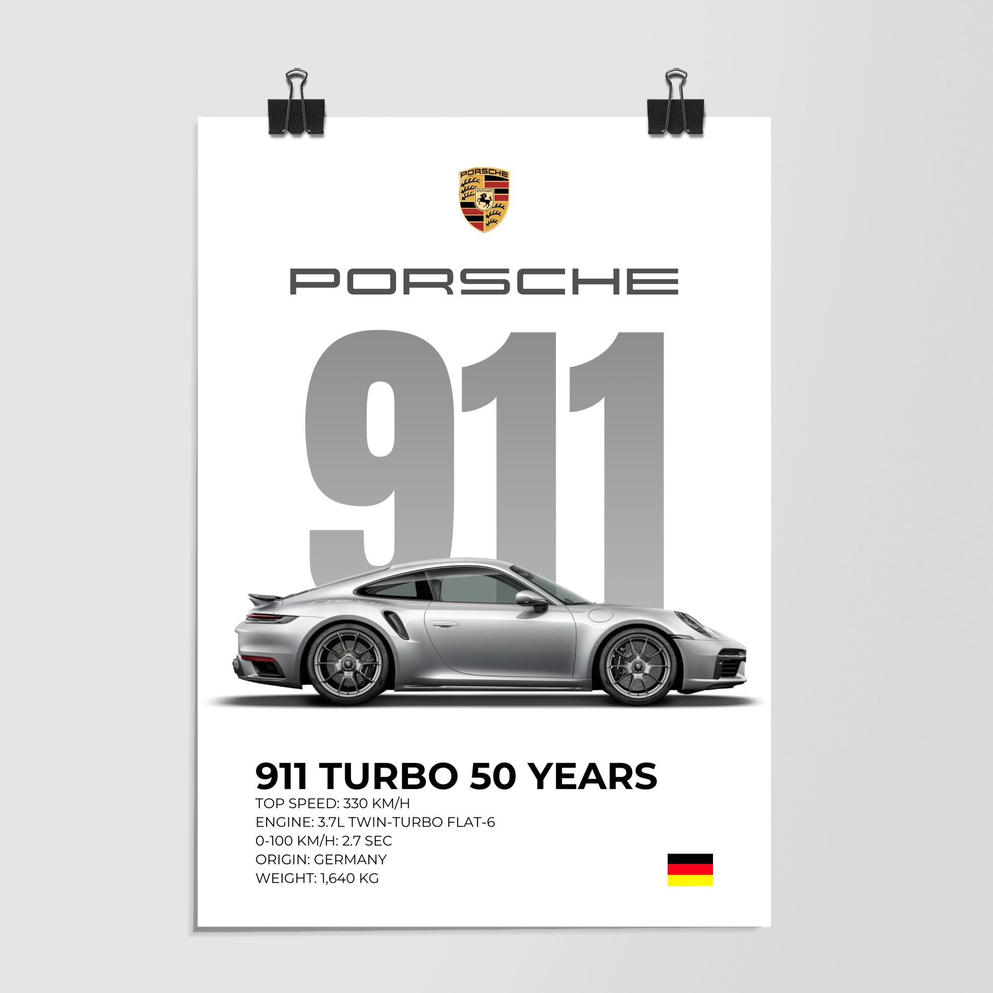 Porsche 911 Turbo 50 Years Silver by Decalz