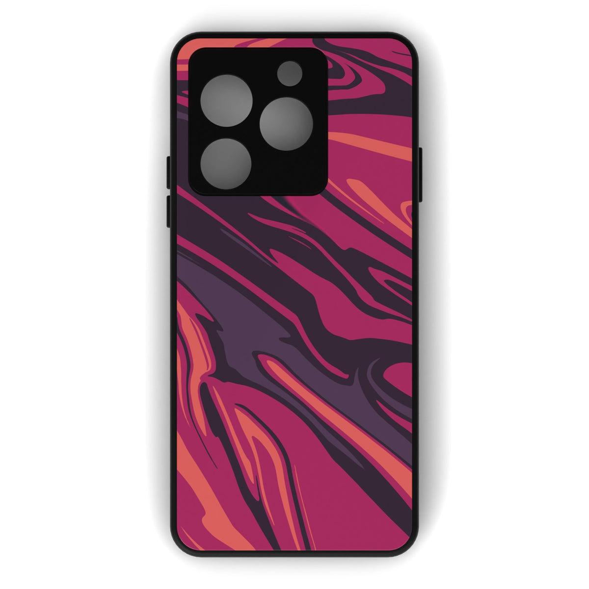 Poseidon Red printed metal phone case - flat back view
