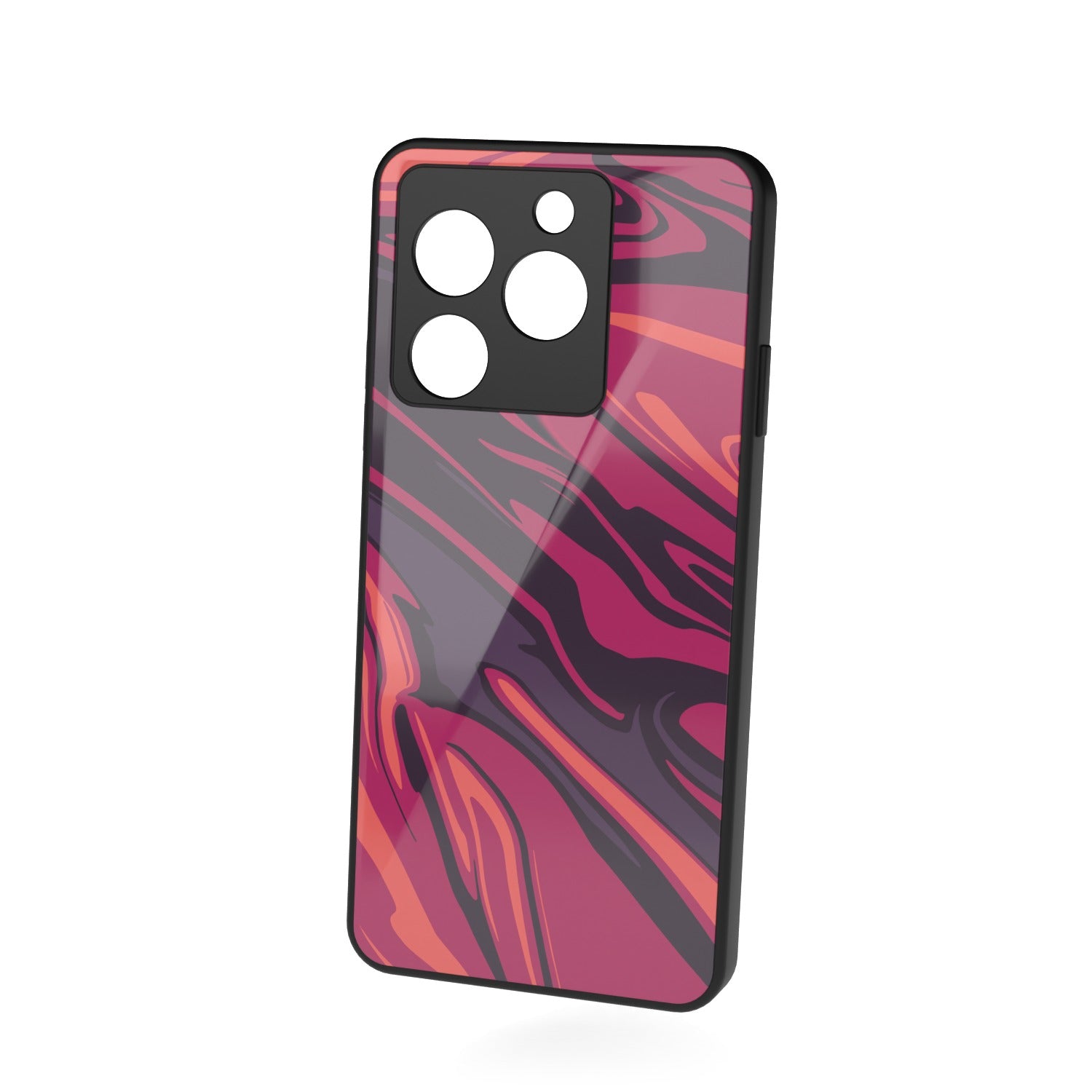 Poseidon Red printed metal phone case - floating back view