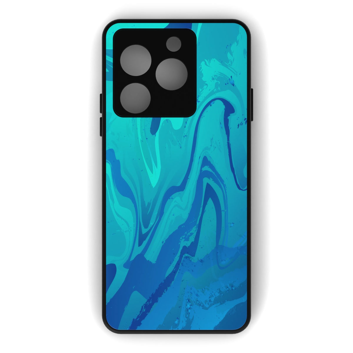 Posiden Blue printed metal phone case - flat back view