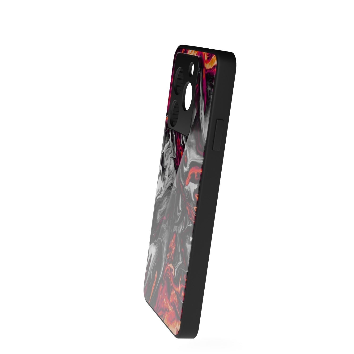 Red Hot Lava printed metal phone case - side view