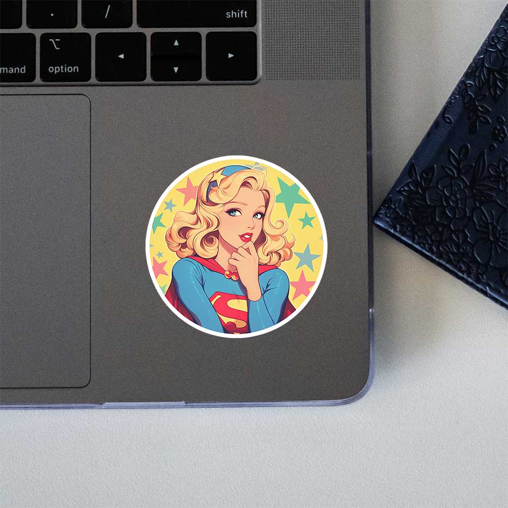 Retro Supergirl Pinup Sticker