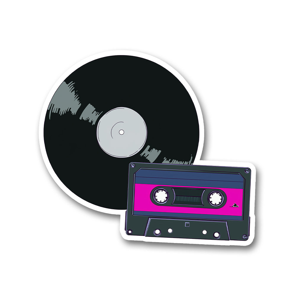 Retro Vinyl Record Cassette Music Aesthetic Sticker