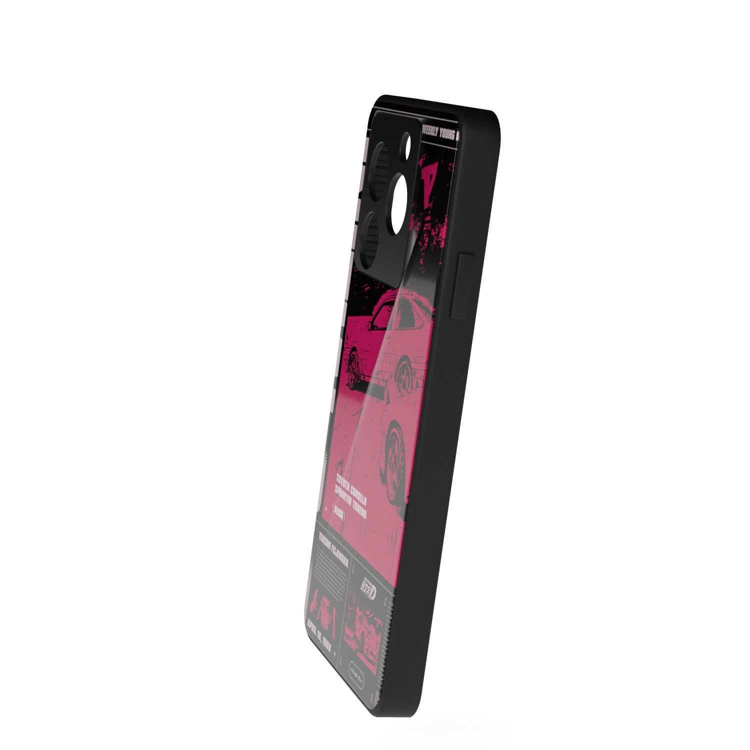 Retro Toyota printed metal phone case - side view
